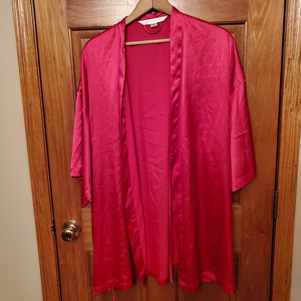 Victoria Secret Red Silk Robe One Size